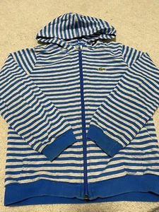 lacoste boys size 8 blue/gray striped sweat jacket - Picture 1 of 2