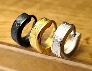 Herren Ohrringe Titan Stäbchen Edelstahl Creolen Totem schwarz gold silber Damen - Bild 1 von 19