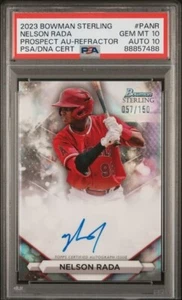 Nelson Rada 2023 Bowman Sterling Prospect Auto Refractor 57/150 #PANR PSA 10/10 - Picture 1 of 2
