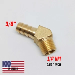3/8" SCHLAUCH WIDERHAKEN X 1/4 AUSSEN NPT Messing BOGEN 45 GRAD Rohrverschraubung Gewinde GAS... - Bild 1 von 2