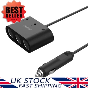 ORICO Car Cigarette Adapter w/ 3 Switched Lighter Sockets & 2 Port USB Charger - Picture 1 of 10