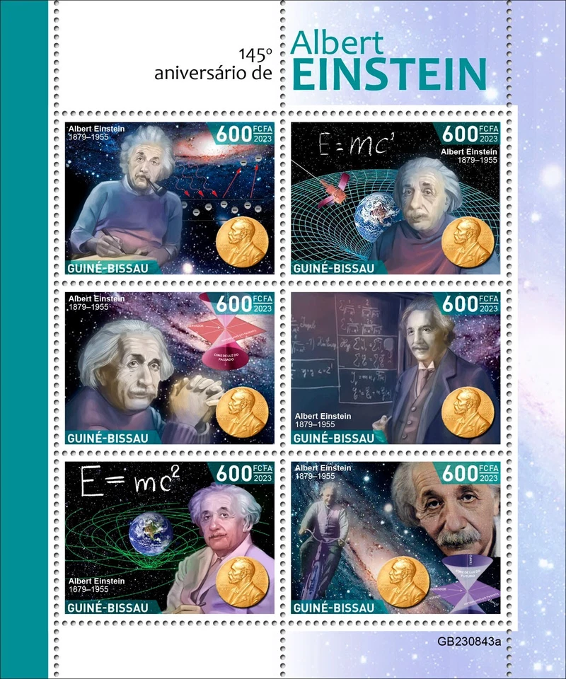 Estampillas Albert Einstein 145 aniversario MNH 2023 Guinea-Bissau M/S Foto 1 de 1