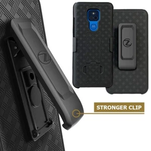 For Motorola MOTO G PLAY 2021 Slim Tough Belt Clip Holster Case Kickstand BLACK - Picture 1 of 7
