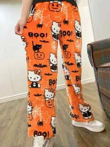 New Soft Warm Sanrio Hello Kitty Halloween Women's Pajama Pants Size Medium - Picture 1 of 6