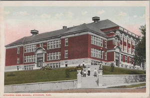 c1920s Atchison High School Atchison Kansas people on stairs D592 - Picture 1 of 2
