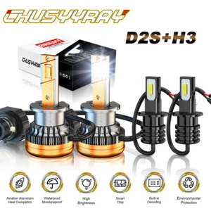 For Infiniti QX56 2004-2010 D2S+H3 Headlight Low Beam + Fog Light Bulbs 6000k - Picture 1 of 12