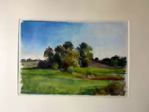 FRANZ EHMKE 1928-2018 DDR MALER °BERLIN °GRÜNE WIESEN GOLDENER OKTOBER PASTELL - Bild 1 von 5
