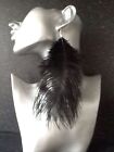 14" Very Long Lush Ostrich Feather Earrings On Chains - Pierced Or Clip-on