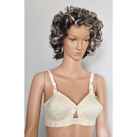VINTAGE *NEW* 1960's Stephanie Women's Cream Bullet Bra w/Center Flower Sz 32B