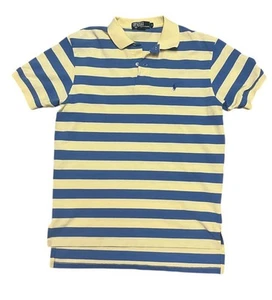 Ralph Lauren Polo Yellow/ Blue Stripe Polo Shirt Size medium USA VTG - Picture 1 of 3