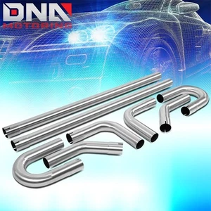8Pcs 3"OD Stainless Mandrel Bend Straight U-Bend Custom Exhaust Tubing Pipe Kit - Picture 1 of 7