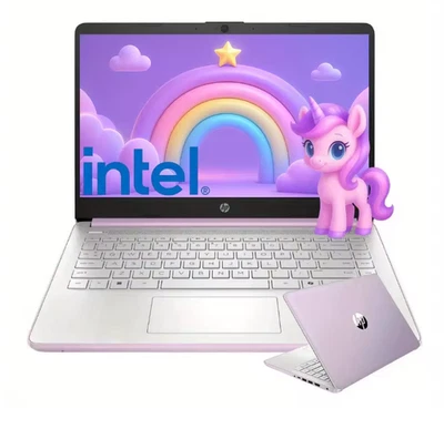 2025 HP 14" Laptop N150 16GB RAM + 128GB SSD Honey Lavender Free Shipping - Image 1 of 4
