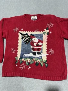 Maglione Vintage Tiara International Babbo Natale Albero di Natale Donna Grande L - Foto 1 di 9