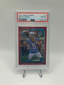 2024 Topps Chrome #16 Bryce Young Red Wave 4/5 Panthers POP 1 PSA 10 🔥🔥 - Picture 1 of 3