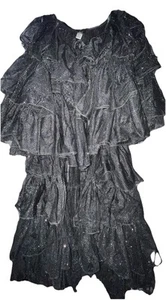 Dolls Kill Black Lace Glitter Polka Dot Duster Robe Cape Xs/s - Picture 1 of 8
