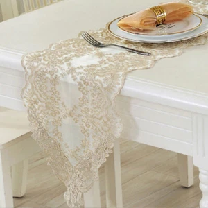 Elegante Pizzo Runner da Tavolo Ricamo Floreale Rustico Matrimonio Decorazione - Foto 1 di 7
