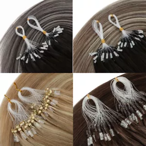 1G Micro Link Human Hair Extensions Micro Ring Beads Loop Remy Hair 300PCS Thick - Picture 1 of 38