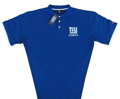 纽约巨人队男式 NFL 螺旋通行证棉 Polo 衫 - 大高 - 全新 带标签 - 蓝色 — 第 1/3 张图片