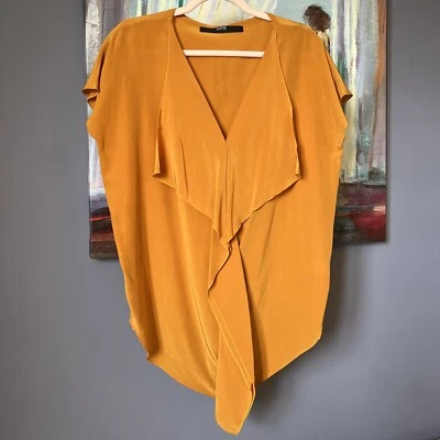 Cut25 Sz 0 Top Blouse Mustard 100% Silk💖💖EXCELLENT💖 - Image 1 of 4