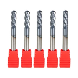 5 PCS 1/4" 4 Flute Ball Nose Carbide End Mill 2-1/2" Overall Length -TIALN COATE - Bild 1 von 13
