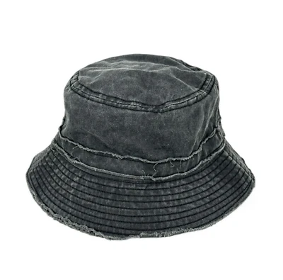 Sombrero de cubo para mujer David & Young desgastado talla única gris carbón borde deshilachado Foto 1 de 4