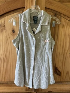 Women’s Laura Ashley gray whike polka dot Pajama Top Tank Shirt Size S - NWT - Picture 1 of 7