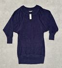 New Lilka Anthropologie Sweater Dress Women's Small Navy Blue Terry Casual