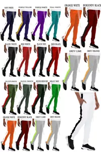 Herren schmale Passform eingestreifte Urlaub Trainingshose Knöchel Reißverschluss Jogger Freizeithose - Bild 1 von 107