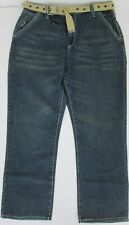 Men's Kam Jeanswear Blue Denim Cotton Relaxed Fit Belted Pockets Brand NWOT F1