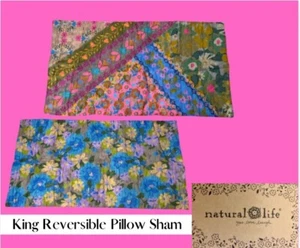 ONE Natural Life Bungalow Reversible Quilted Cotton Floral KING Pillow Sham NWOT - Picture 1 of 5