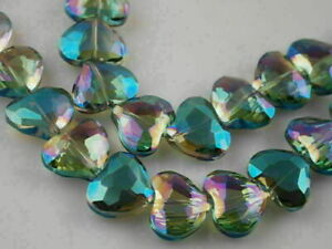 20x16mm Pretty Faceted Crystal Glass Charms Heart Findings Loose Spacer Beads#