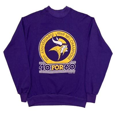 Sudadera Púrpura De Colección Años 80 1989 Minnesota Vikings 1969 Campeones NFL 40 por 60 S Foto 1 de 4