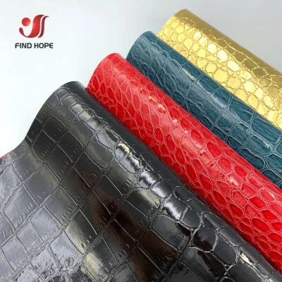 A4 Highlight Crocodile Pattern PU Faux Leather Fabric Vinyl Bag Craft Decor DIY - Image 1 of 4