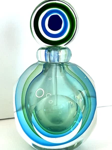 Sommerso Glass Perfume Bottle Luigi Onesto? Murano Italy Bullseye Stopper - Picture 1 of 10