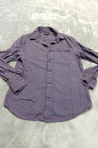 Brixton Mens Medium Purple Button Up Plaid Flannel Long Sleeve Collar Shirt - Picture 1 of 6