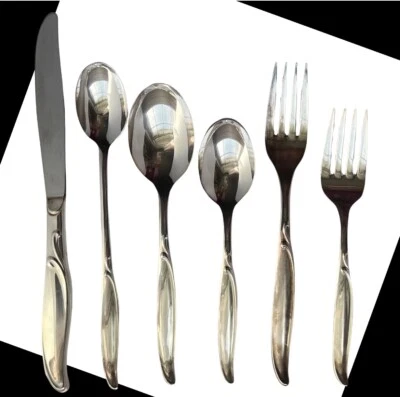 Wm Rogers Sweep Silverplate Flatware Place Settings Serving Swirl MCM 1950s - Image 1 of 4