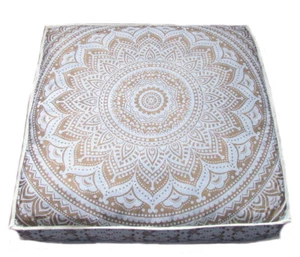 New 35" Indian Large Golden Mandala Floor Cushion Cover Pillow Pet Dog Bed Cover - Picture 1 of 2