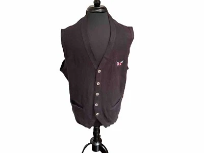 Cutter & Buck Men Size L Knit Sweater Vest Brown V-Neck Buttons Logo Grandpacore - Image 1 of 4