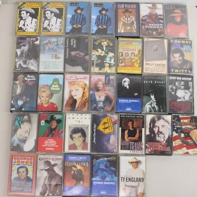 Country Cassettes Lot of 33  Rogers Travis Dolly Wynonna Brooks Twitty Williams Foto 1 de 4