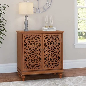 Accent Storage Cabinet with Doors Decorative Distressed Sideboard Buffet Cabinet - Picture 1 of 11