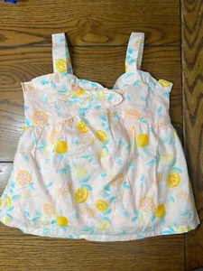 NWT Janie and Jack Spring Break Citrus Floral Bow Top Girls Lemon Shirt Size 6 - Picture 1 of 3