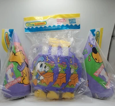 Disney Babies Blowouts Party Hats Vintage Donald Duck Pluto 1st Birthday 16 Pcs - Image 1 of 4