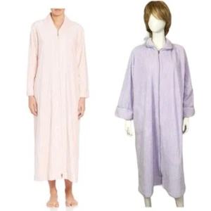 Camisón Oscar de la Renta Vintage Rayas Repujadas Cremallera Completa Bata Lila L - Imagen 1 de 10