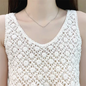 Women Knitted Crochet Vest Crop Tank Top Sleeveless Hollow Out Blouse Shirt - Picture 1 of 11