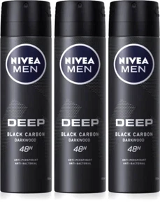Nivea Men Deep Black Carbon Dark Wood Anti-Perspirant 48h 3 x 150ml - Picture 1 of 1