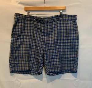 Vintage Plaid Mens Preppy Shorts Black Green Sz XL - Picture 1 of 2