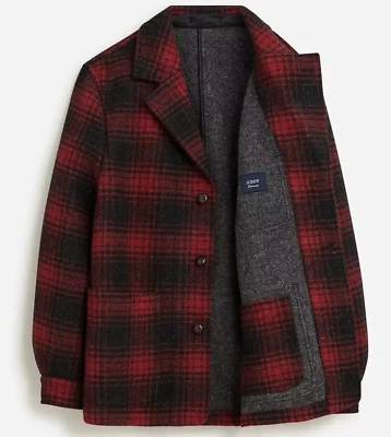 NWT J Crew 100% English Wool Ludlow Red & Black Plaid Overcoat - Image 1 of 4