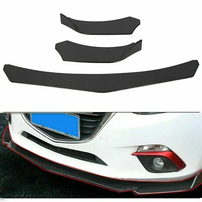 Universal Car Glossy Black Front Bumper Lip Chin Spoiler Splitter Body Kit 3PCS - Image 1 of 4