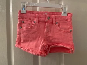 7 For All Mankind Roll Cuff Shorts Super Soft Color Denim Pink Girls Size 4 NWT - Picture 1 of 5