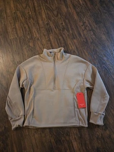 Fit Republic Damen-Sweatshirt mit halbem Reißverschluss ärmellos Größe Large hellbraun - Bild 1 von 7